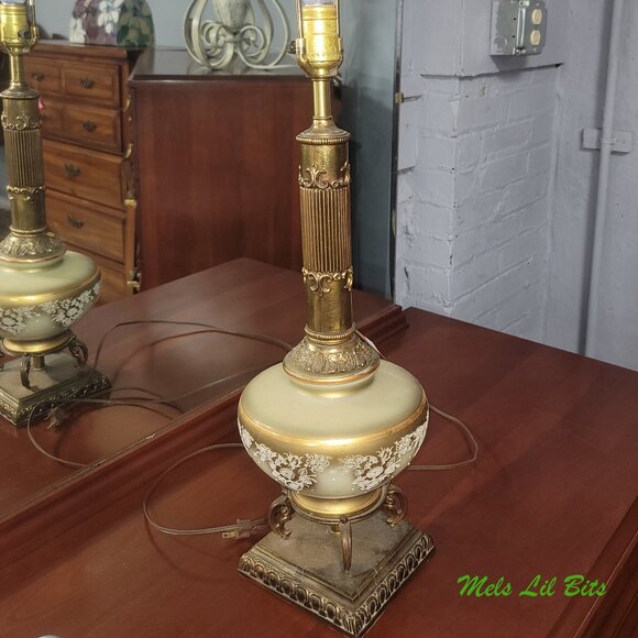Regency Style Ornate Gold Filigree Lamp - Picture 5 of 5